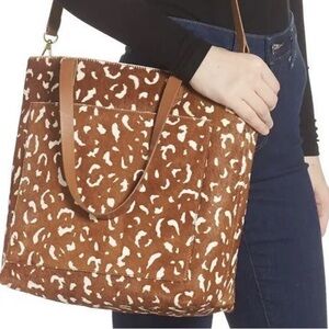 Madewell The Medium Transport Tote: Printed Calf Hair Edition- M6314 - Brown